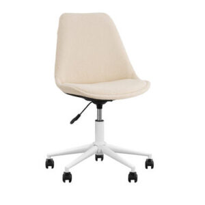 Laagste prijs - Bureaustoel Senja - bouclé - off-white - wit metaal - Leen Bakker - ean 8714901855073